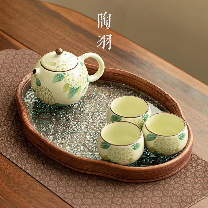 仿宋汝窑绣球花西施壶一壶三杯家用中式泡茶单壶陶瓷功夫茶具套装