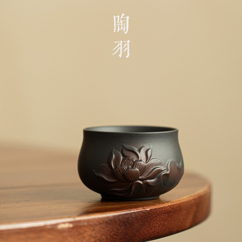 紫陶荷花罗汉杯家用防烫茶杯功夫茶具主人杯个人专用品茗杯单杯,餐饮具,茶杯,淘宝优惠券,粉丝福利购,淘宝优惠卷