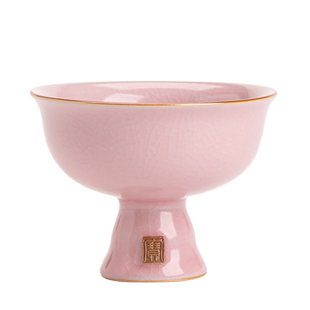 仿宋粉汝窑高足主人杯高档陶瓷茶杯个人专用单杯功夫茶具品茗杯