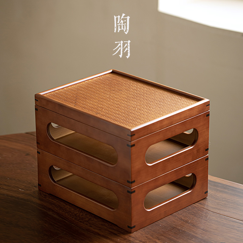 竹编玲珑盒多宝阁茶具乾隆百宝箱桌面收纳茶柜多用紫砂壶茶杯套盒