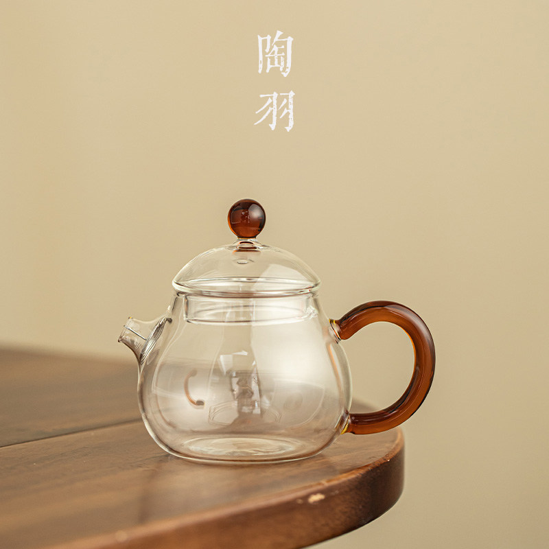高硼硅玻璃琥珀凝光壶家用透明泡茶壶防烫耐高温功夫茶具泡茶器