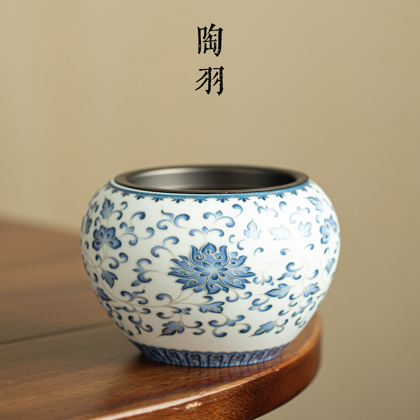 岩矿白砾华银莲建水家用陶瓷茶渣缸新中式可蓄水茶海高档功夫茶具