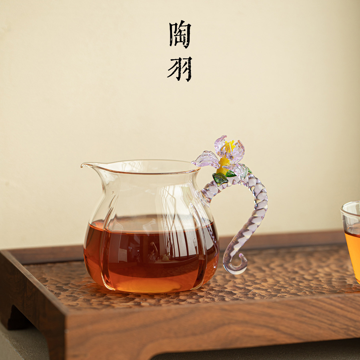 高硼硅玻璃承露鸢尾花公道杯家用耐热分茶器高档功夫茶具彩盒包装