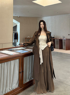 MaxMooroe韩女风衣%英伦韩版风衣外套女秋季宽松显瘦过膝西装大衣