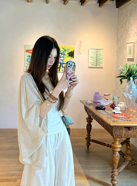 MaxMooroe柔欲白开水%盐系清冷感开衫防晒罩衫女夏季宽松显瘦上衣