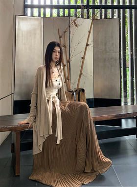 MaxMooroe素色清冷感%高级感法式针织开衫外套女秋季宽松显瘦上衣