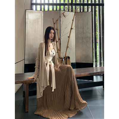 MaxMooroe素色清冷感%高级感法式针织开衫外套女秋季宽松显瘦上衣