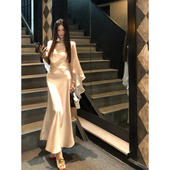 连衣裙女秋季 MaxMooroe淡颜 清冷感%法式 收腰显瘦吊带裙礼服长裙