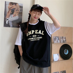 Real shooting video fake two basketball T-shirts summer loose short sleeve trendy half sleeve jerseys