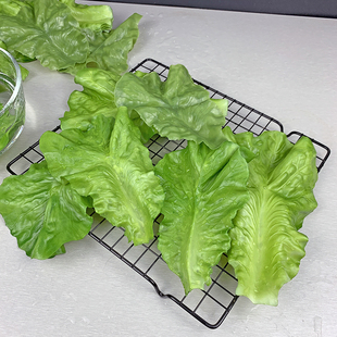 饰假蔬菜餐厅摆件塑料软可水洗大号生菜叶子 仿真生菜叶模型摆盘装