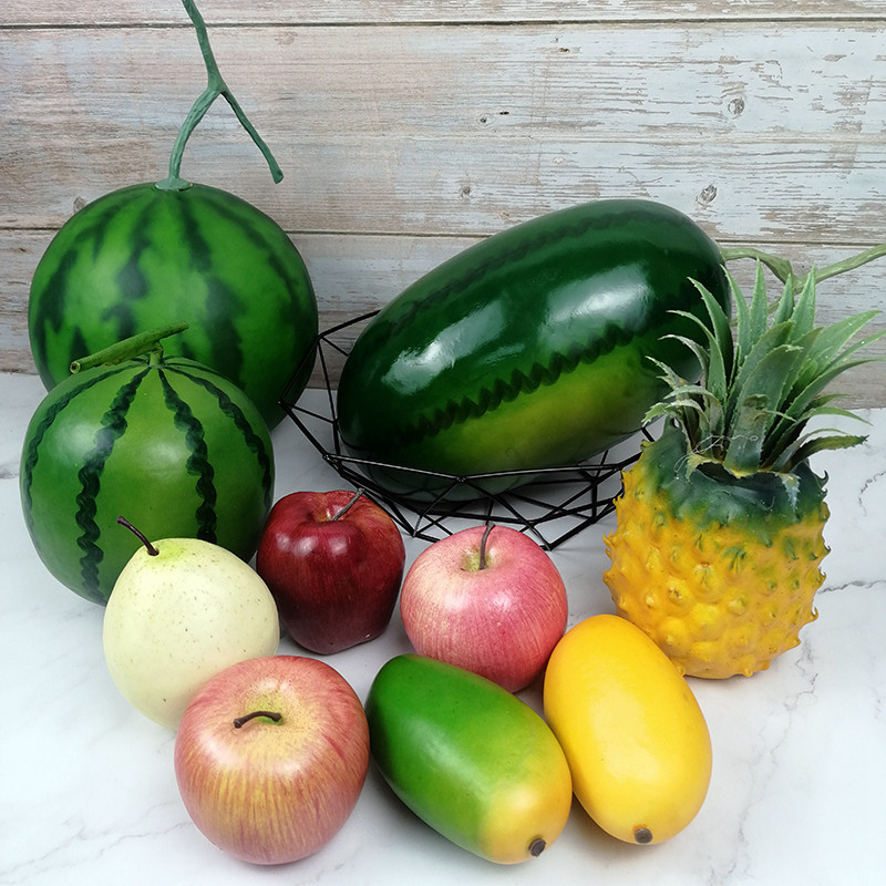 仿真西瓜模型黑美人假水果摆件家居商场样板间装饰拍摄道具大圆形