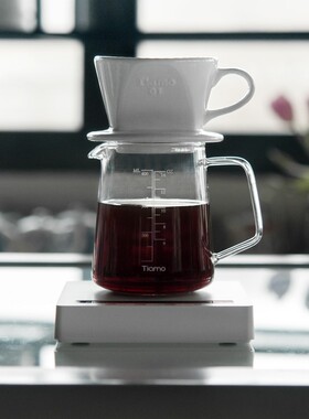 Tiamo新款SCS耐热玻璃分享壶 手冲咖啡滴滤下壶极简茶壶400 600ML