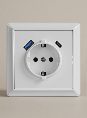 欧规90型德国快充插座PD 20W墙壁插座250V 16A德插USB-A Type-C