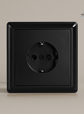 跨境插座出口 黑色PC面板Schuko插座16A 250V欧规墙壁电源插座TUV