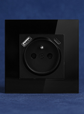 欧标欧式usb插座ce 86型16A 250V法插USB A+C玻璃面板wall socket