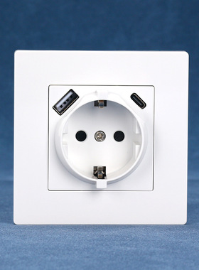 欧标欧规插座86型wall socket250V德插16Ausb接口USB-A USB-C