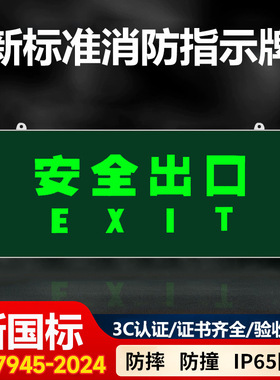 2024新国标安全出口指示牌消防应急灯IP65通道楼梯疏散逃生标志灯