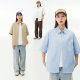 夏季 中性复古工装 日系休闲宽松纯色翻领短袖 新款 上衣 衬衫 MANNSTU