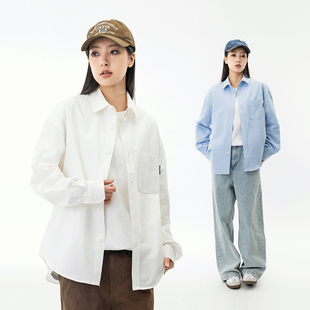 日系叠搭工装 宽松休闲纯色长袖 衬衫 春季 衬衣外套男 女 MANNSTU