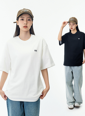 夏季日系圆领短袖T恤女 情侣简约纯色打底衫内搭白色体恤上衣男