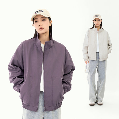 休闲宽松纯色工装夹克外套