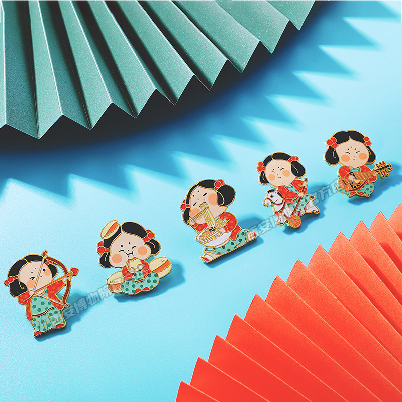 西安博物院唐小西徽章射箭夹馍琵琶击鞠唐朝文化陕西特色纪念胸针,节庆用品/礼品,文化创意邮册/出版物/徽章,淘宝优惠券,粉丝福利购,淘宝优惠卷