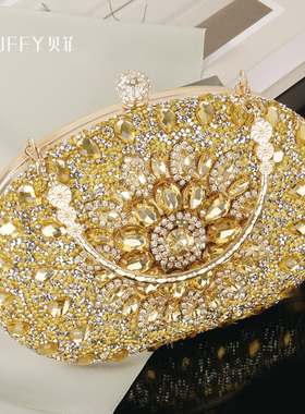 镶钻晚宴手提包女宴会手包晚礼服小包包搭配穿旗袍的包晚装手拿包