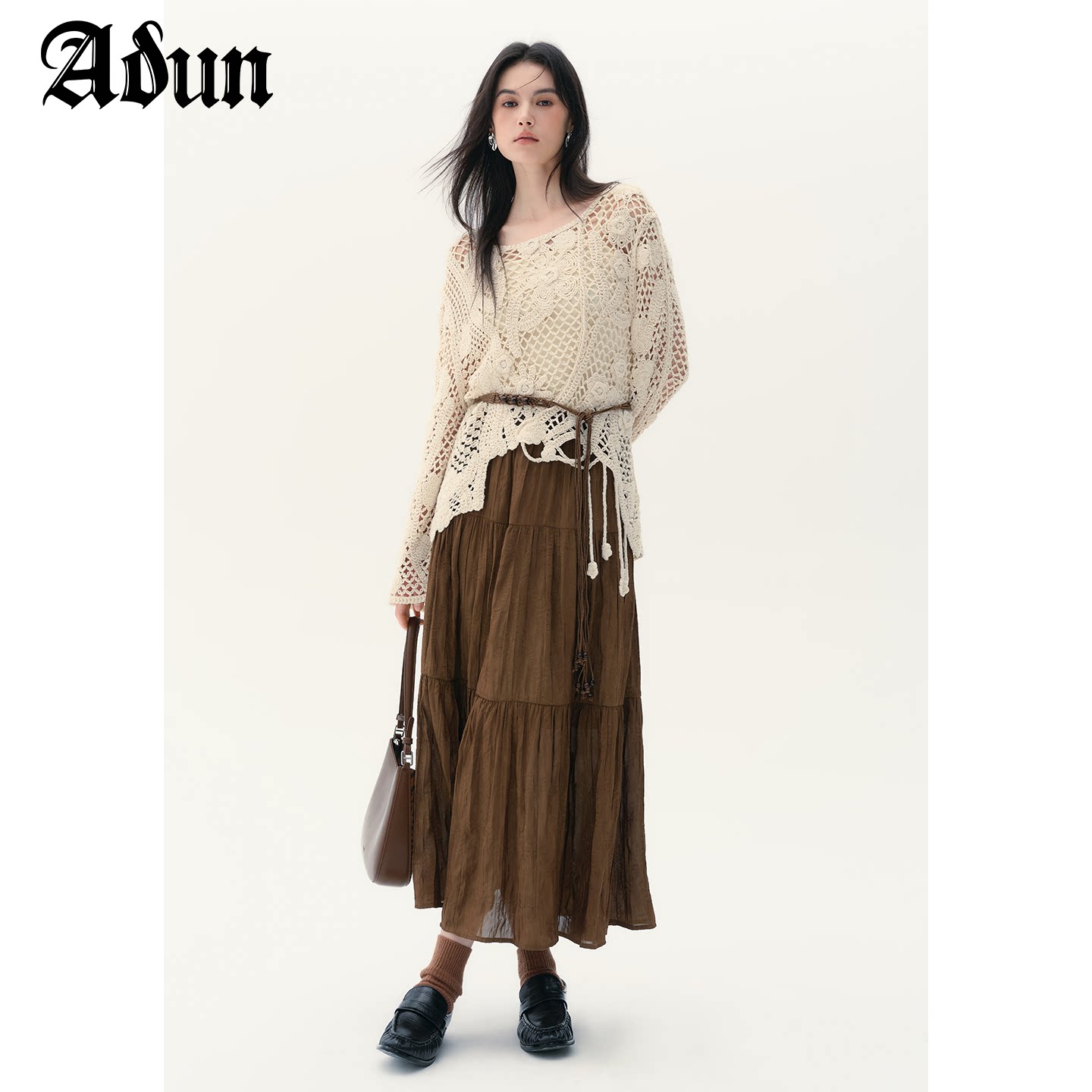 Abun【商场同款】2026秋季新品镂空针织衫气质女人味上衣