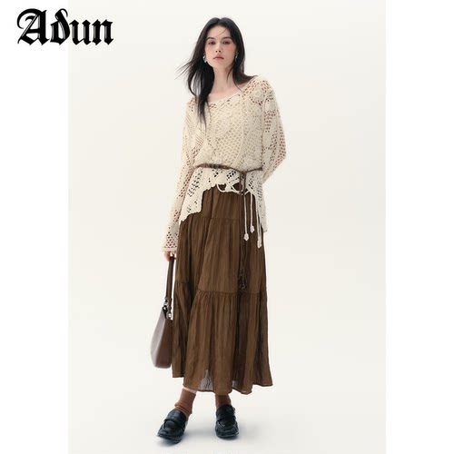 Abun【商场同款】2026秋季新品镂空针织衫气质女人味上衣