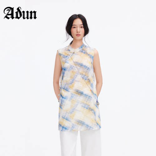 Abun【商场同款】2026年夏季新品新中式无袖立领盘扣国风上衣