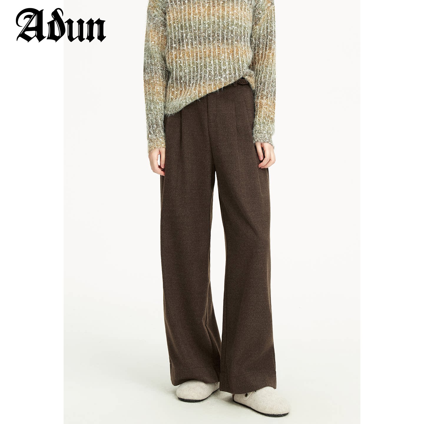 Abun【商场同款】2026冬季新品直筒休闲长裤收腰显瘦三色可选