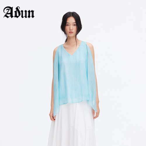 Abun【商场同款】2026 年夏季新品 V 领飘带上衣女轻薄无袖背心