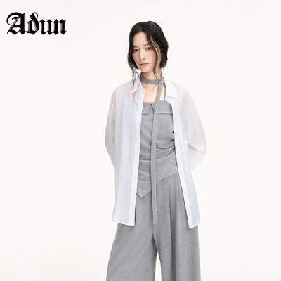 Abun【商场同款】2026年春季新品宽松慵懒风薄款透气长袖衬衫外套