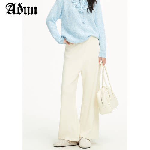 Abun【商场同款】2026冬季新品简约宽松直筒裤女设计感小众