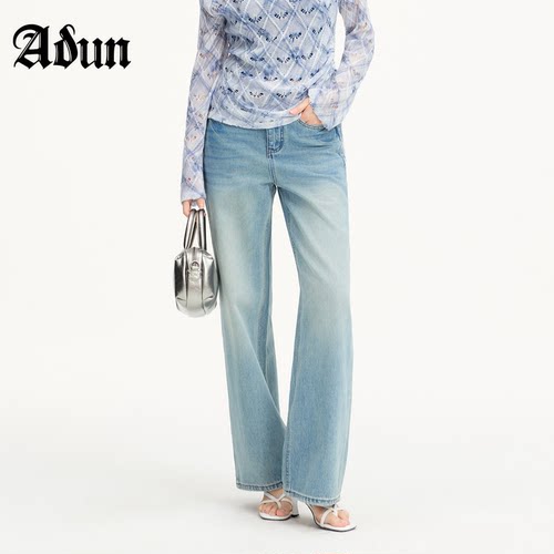 Abun【商场同款】2026年秋季新品高腰垂感显瘦百搭直筒裤女
