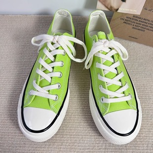 万年款1970荧光绿低帮帆布鞋学生百搭系带男鞋2026新款休闲板鞋潮