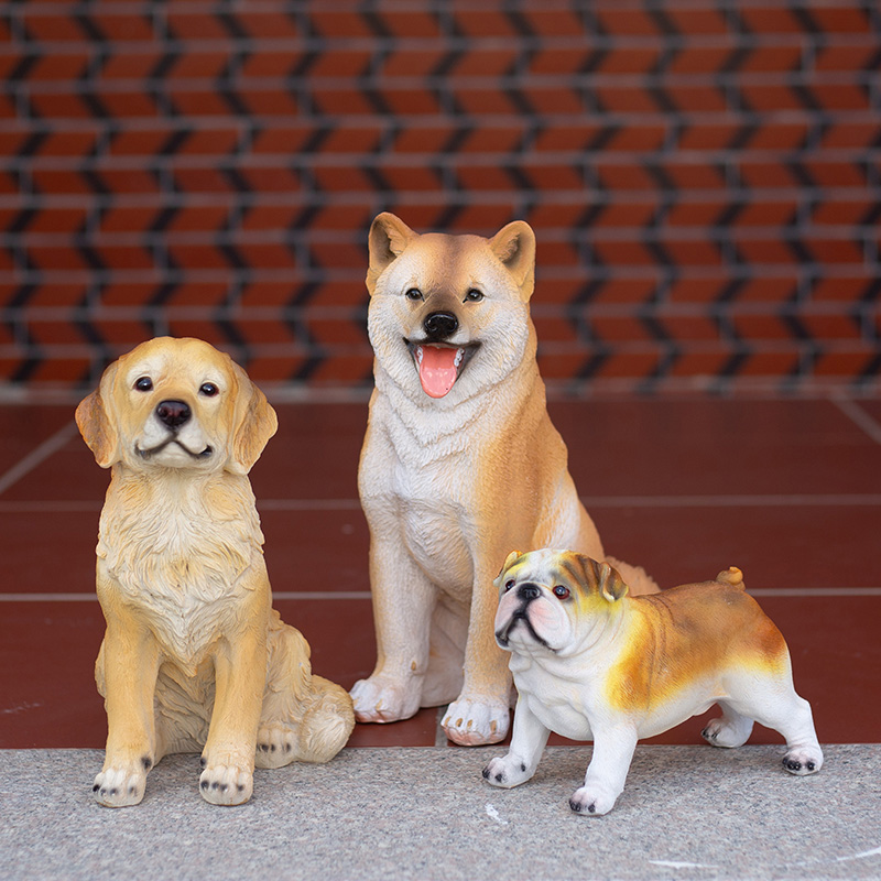 仿真柴犬落地摆件花园庭院装饰动物摆件仿真八哥金毛狗狗模型摆件 家居饰品 户外/庭院摆件 原图主图