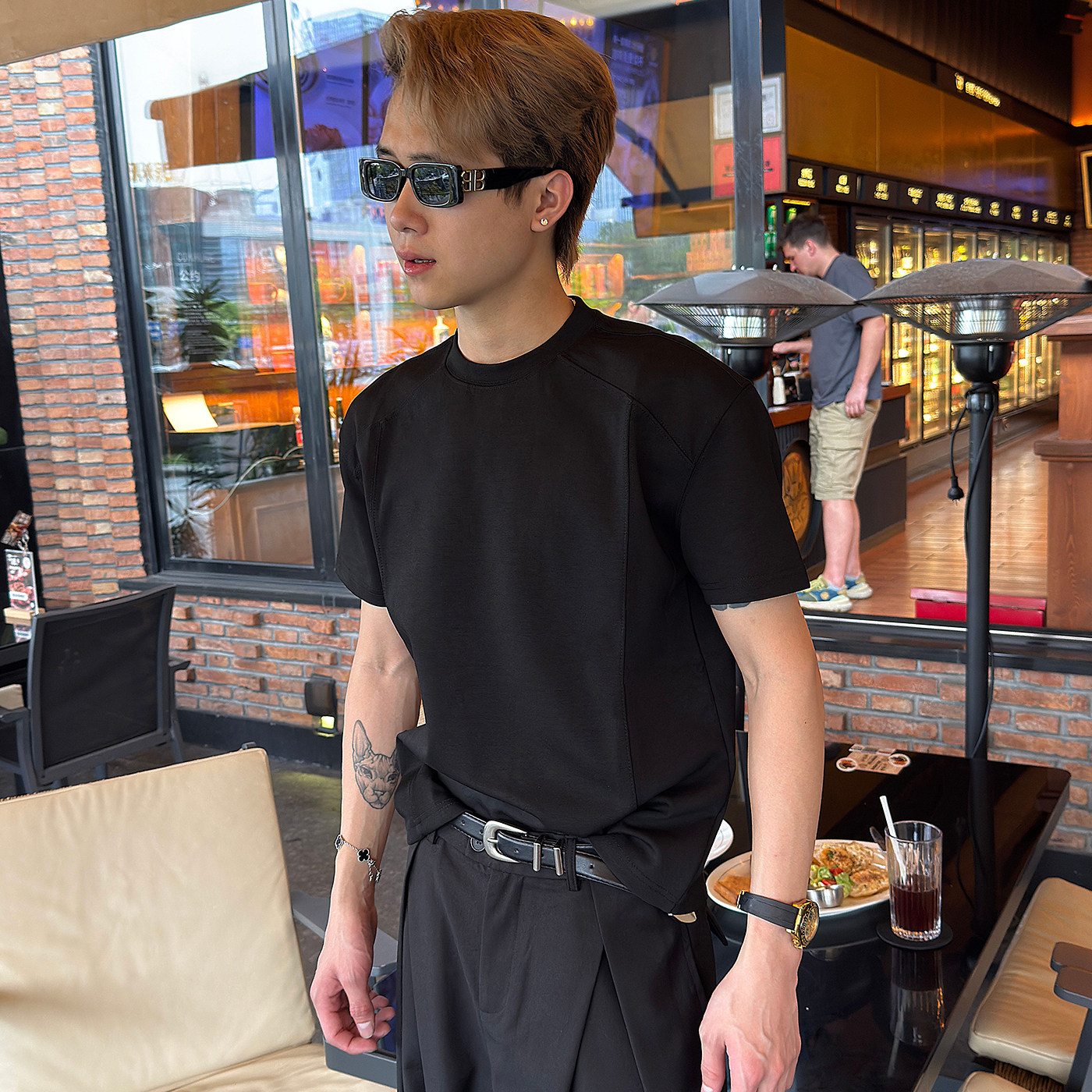 BRABUS 美式复古液氨棉上衣正肩版型夏季宽松短袖T恤凉感体恤男女