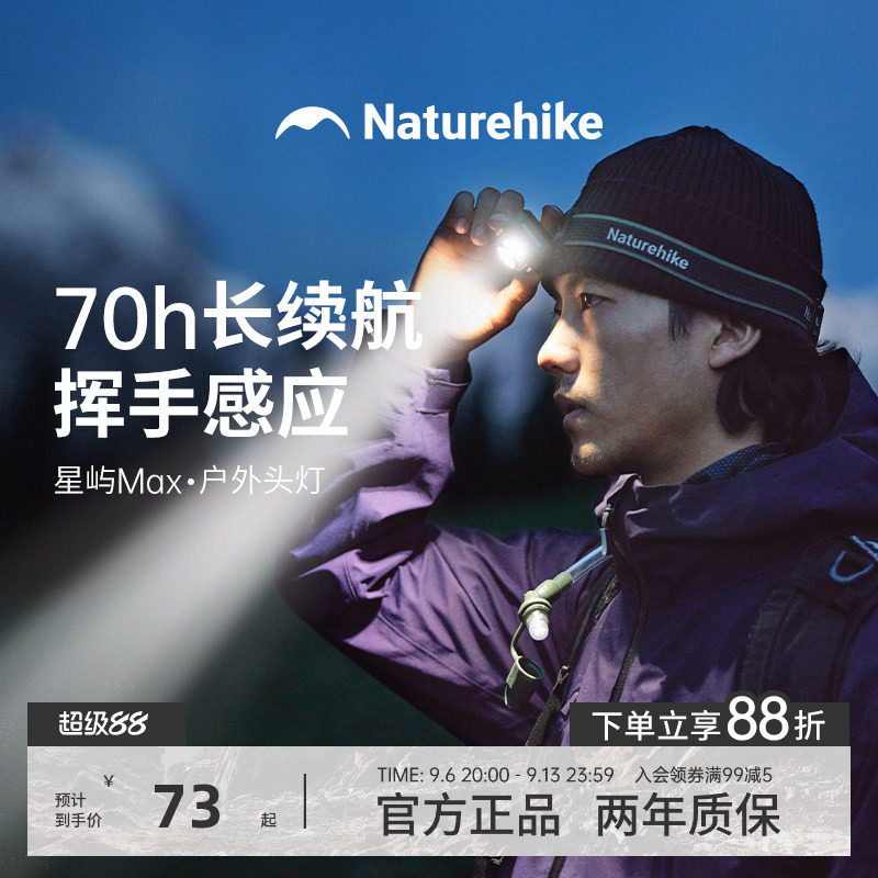 挪客户外头灯强光充电超亮徒步登山头戴式防水感应头灯钓鱼专用