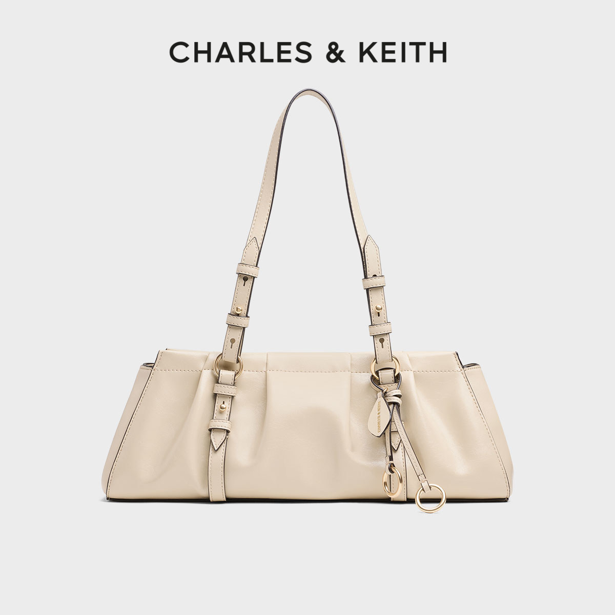 CHARLES&KEITH春季女包CK2-30671819复古包挂腋下包法棍包饺子包