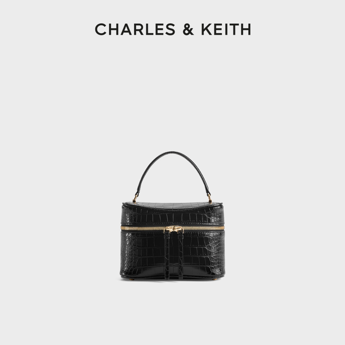 CHARLES&KEITH26秋新款CK2-80671906时尚鳄鱼纹手提斜挎包饭盒包