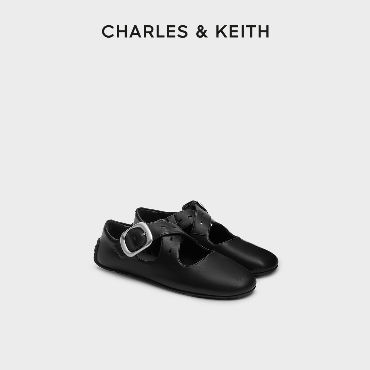 CHARLESKEITH交叉带玛丽珍芭蕾鞋图片