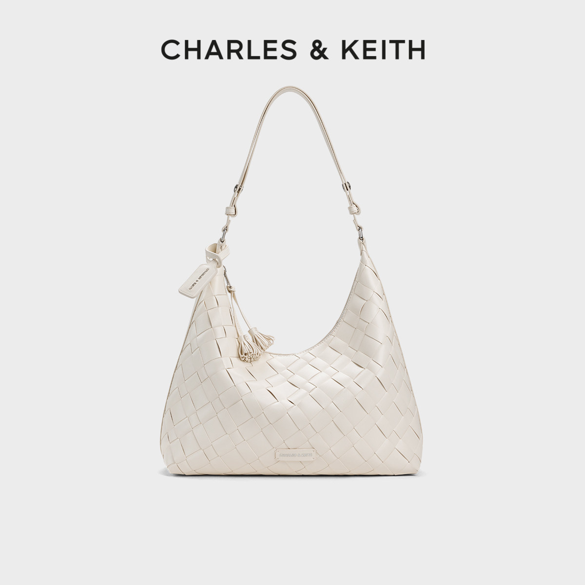 CHARLES&KEITH26夏新款CK2-40701680编织大容量单肩托特包斜挎包