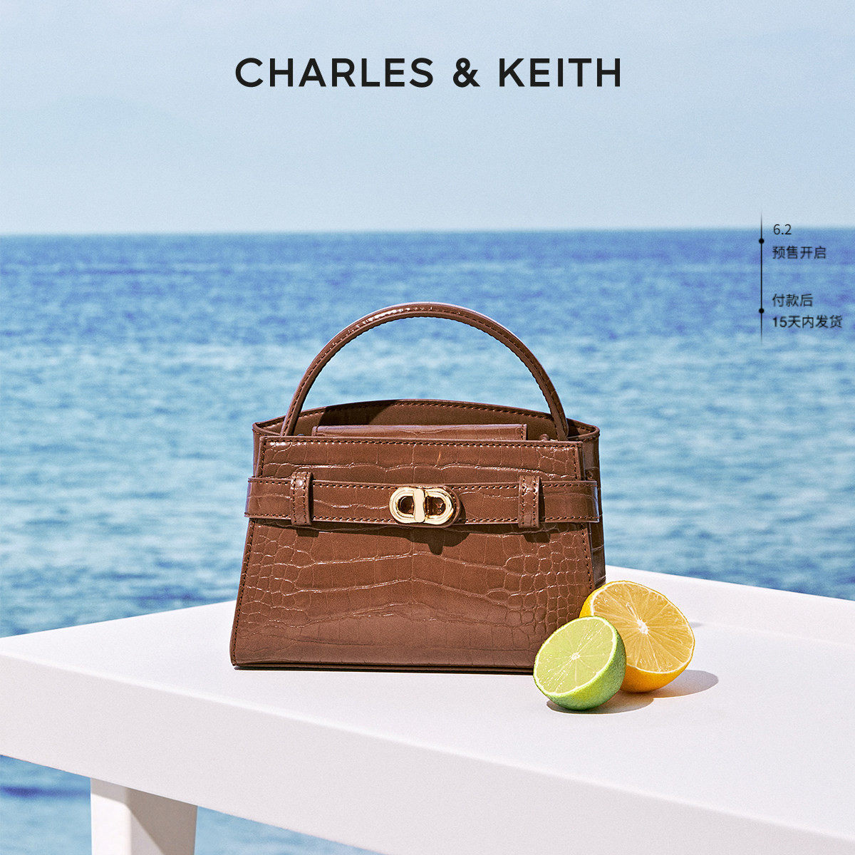 CHARLES&KEITH鳄鱼纹手提凯莉包