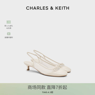 CHARLES&KEITH26春新款 60920418网纱蝴蝶结低跟包头凉鞋 单鞋 CK1