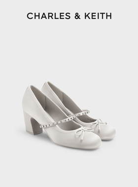 CHARLES&KEITH秋冬女鞋CK1-60280448亮钻一字带高跟玛丽珍鞋女