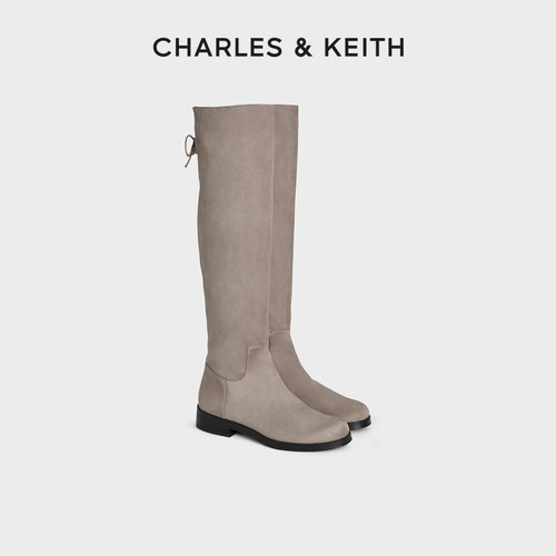 CHARLES＆KEITH复古可翻折长筒靴