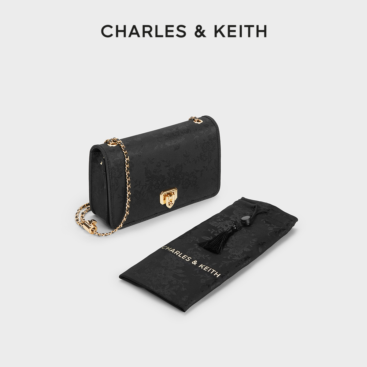 CHARLESKEITH新中式提花链条方包