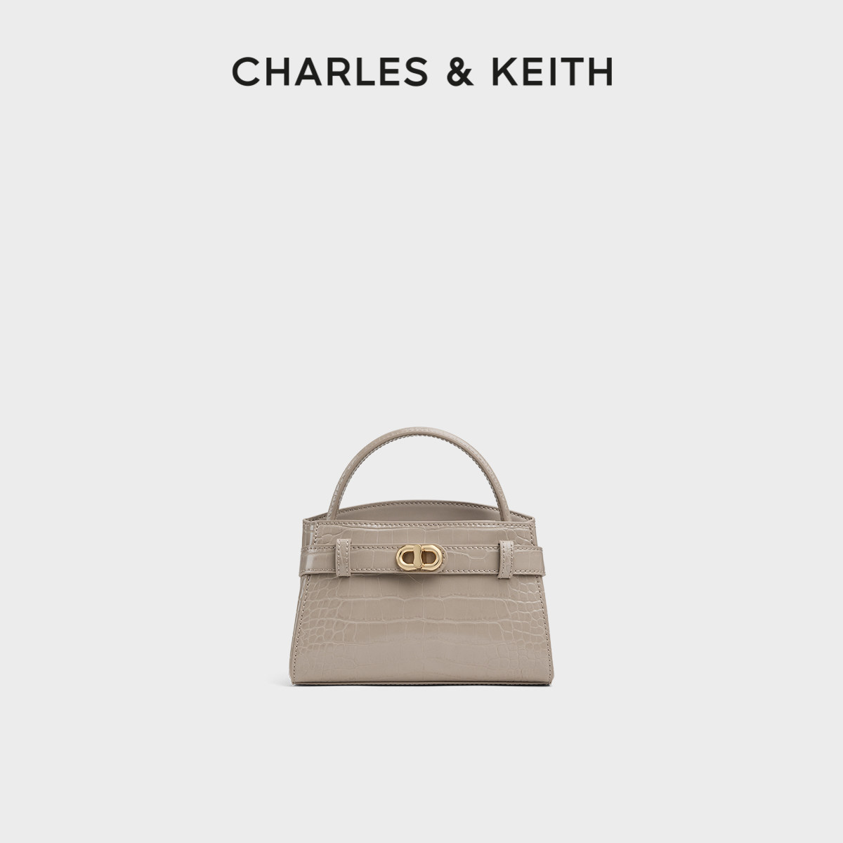 CHARLES&KEITH春季女包CK2-50270880-1鳄鱼纹斜挎手提凯莉包婚包