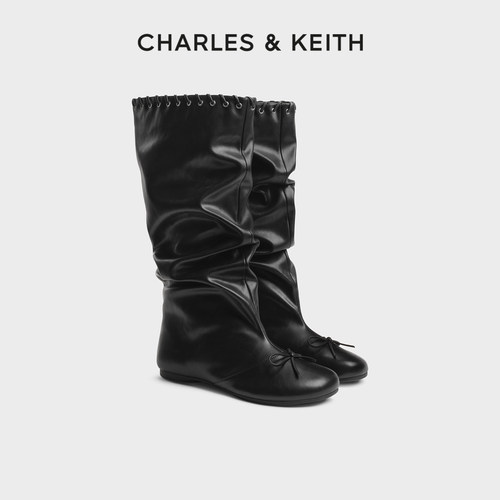 CHARLES＆KEITH时尚蝴蝶结长筒靴